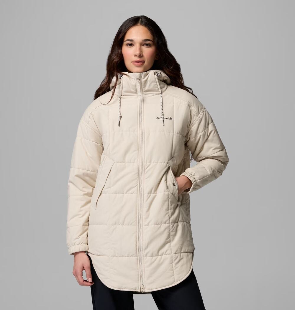 Columbia Chatfield Hill Novelty Jacket Womens Beige Hooded Insulated Coat